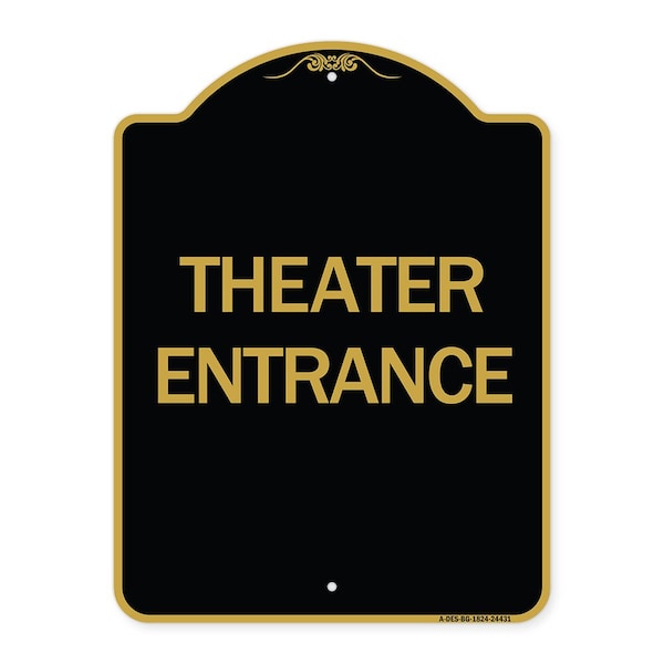 Signmission Designer Series Sign-Theater Entrance, Black & Gold Aluminum Sign, 18" H, BG-1824-24431 A-DES-BG-1824-24431 - main